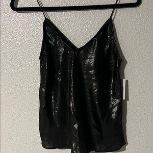 Elegant Black Satin Camisole Top